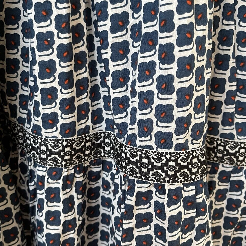 Anthroplogie Midi Dress Womens XL Blue Floral Boho Relaxed Party Tiered Peasant - Picture 6 of 16